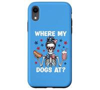 Where My Dogs At Wiener Patriotic Hotdog American USA Flag Custodia per iPhone XR