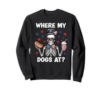 Where My Dogs At Wiener Patriotic Hotdog American USA Flag Felpa