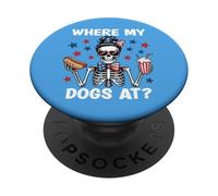 Where My Dogs At Wiener Patriotic Hotdog American USA Flag PopSockets PopGrip Adesivo