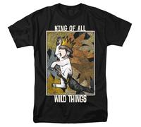 Where The Wild Things Are Maglietta Uomo Nera Stampata TV 100% Cotone Girocollo