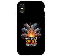 Where There's Smoke There's Me Funny Explosion Design Custodia per iPhone X/XS