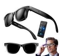 WhFKLca AI Smart Glasses with HD Camera Make Receive Call Bluetooth Headset Recording Photo Recognition Bluetooth Translator Sunglasses, for Travel Meeting Business,A