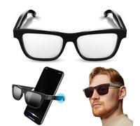 WhFKLca Occhiali Bluetooth Smart, Conversazione AI, Traduzione in Tempo Reale, Audio Bluetooth, Sveglia con Assistente Vocale, Occhiali con IA per la Traduzione, per Viaggi, Lavoro e Studio,B