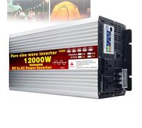 WhFKLca Pure Sine Wave Voltage Converter (Picco 3500 W/4000 W/5000 W/5500 W/6000 W/ 8000 W/12000 W), Inverter di Potenza DC12V/24V/48V/60V/72V A AC 220V, con 2 Ventole E Display LCD,12000W-24V