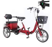 WhFKLca Triciclo Elettrico Pieghevole per Adulti - 3 modalità di Guida, Pneumatici Antiscivolo + Luci LED Luminose, Scooter per Anziani, Batteria 48V15Ah, Autonomia 60 Km, Carico 200 kg,Red