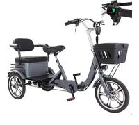 WhFKLca Triciclo Elettrico Pieghevole per Adulti - 3 modalità di Guida, Pneumatici Antiscivolo + Luci LED Luminose, Scooter per Anziani, Batteria 48V15Ah, Autonomia 60 Km, Carico 200 kg,Grey