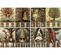 Whimsical Alice - Carta di riso per decoupage, 21 x 29 cm, 4 fogli, 32 pezzi, 8 disegni unici, design versatili per progetti artistici e artigianali CRAFT KREATIVELY