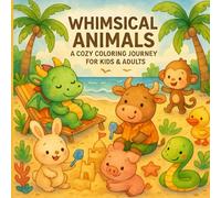 Whimsical Animals: A Cozy Coloring Journey for Kids & Adults: Adorable Animal Beach Scenes to Color for All Ages - Relaxing Summer Fun Coloring Book