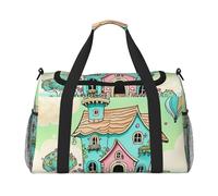Whimsical Bliss - Borsone da viaggio per uomini e donne, borsa da viaggio pieghevole e spaziosa borsa da viaggio per riporre articoli da toeletta, articoli personali, nero, L, Nero , L