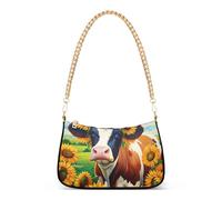 Whimsical - Borsa a tracolla da donna con motivo floreale, con cerniera, motivo girasoli, con tracolla a catena