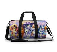 Whimsical - Borsone cilindrico con sei cani che camminano allegramente, da viaggio, da palestra, per donne e uomini, con tracolla