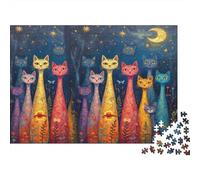 Whimsical Cat Art Puzzle Classico 1000 Pezzi Per Tutta La Famiglia Riduzione Dello Stress Per Esperti Decorazione Murale Mantenimento Mentale Riciclabile 52x38cm/1000pcs