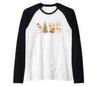 Whimsical Christmas Friends - Santa, Snowman, Tree, Reindeer Maglia con Maniche Raglan