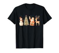 Whimsical Christmas Friends - Santa, Snowman, Tree, Reindeer Maglietta
