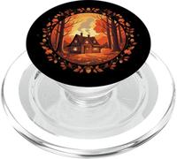 Whimsical Cottage Autumn Scene with Leaves and Pumpkin PopSockets PopGrip per MagSafe
