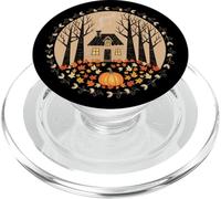 Whimsical Cottage Autumn Scene with Leaves and Pumpkin PopSockets PopGrip per MagSafe