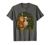 Whimsical Cute Mothman Bigfoot E Alien Funny Cryptid Art Maglietta