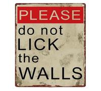Whimsical Don't Lick Walls Sign Decor 12x8 Inch