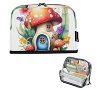 Whimsical Fairy Tale - Astuccio per matite a forma di fungo, con cerniera, astuccio per matite, astuccio per matite, astuccio per penne carino per ragazze, animali, cancelleria per bambini, forniture