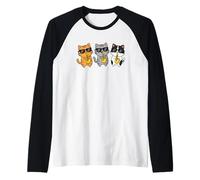 Whimsical Feline Saxophonist Group Jazz Cat Aesthetic Maglia con Maniche Raglan