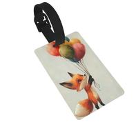 Whimsical Fox con palloncini colorati etichette per bagagli etichetta ID etichetta valigia, ideale per viaggi crociera zaini borsa