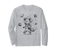 Whimsical Fox Spaceman Cosmic Adventure Animal Art Maglia a Manica