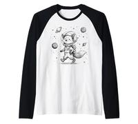 Whimsical Fox Spaceman Cosmic Adventure Animal Art Maglia con Maniche Raglan