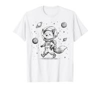 Whimsical Fox Spaceman Cosmic Adventure Animal Art Maglietta