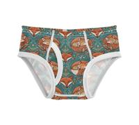 Whimsical Fox Teal Toddler Boys Underwear con Front Fly, Whimsical Fox Teal