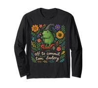 Whimsical Frog Wizard - off to Commit Tomfoolery Divertente Carino Maglia a Manica