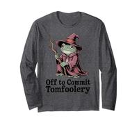 Whimsical Frog Wizard off to Commit Tomfoolery Frog Meme Maglia a Manica