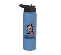 Whimsical Frog Wizard Off to Commit Tomfoolery Frog Meme Stainless Steel Insulated Water Bottle