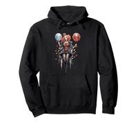 Whimsical Gothic Clown with Balloons Felpa con Cappuccio