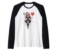 Whimsical Gothic Clown with Balloons Maglia con Maniche Raglan