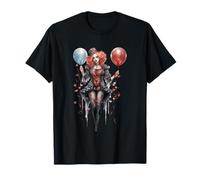 Whimsical Gothic Clown with Balloons Maglietta