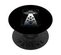 Whimsical Kitten Cosmic Ufo Astronave Gatto Galattico PopSockets PopGrip Adesivo
