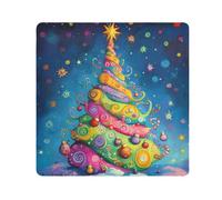Whimsical Lopsided Fantasy - Panno adesivo per fotocamera con motivo albero di Natale, quadrati, panno autoadesivo magico per obiettivo, protezione antigraffio per obiettivi, borsa per il trucco, 35 x