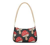 Whimsical Red Fungo Nero Una Spalla Borse per Le Donne Hobo Totes Borse Borsa Catena Cinghia Del Telefono Della Chiusura Lampo Borsa