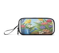 Whimsical Spring Garden Flowers - Astuccio per matite e penne, grande capacità, astuccio da donna