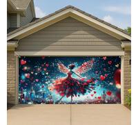 Whimsical Valentine Fairy Garage Door Cover, rosso Romantico Fantasy Grande Garage Banner Decorazioni, Primavera Outdoor Party Decor 390x180 Pollici