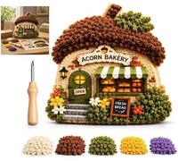 Whimsical Village - Kit artistico in tessuto 3D con funghi floreali, set creativo per decorazioni per la casa, regalo per le vacanze, fai da te fatto a mano, per adulti principianti, panetteria di