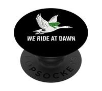 Whimsical We Ride at Dawn Funny Frog and Goose PopSockets PopGrip Adesivo