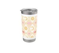 Whimsigoth Evil Eye Rosa e Crema Sole Luna Stelle Celestiali Bicchiere termico in acciaio inox doppia parete