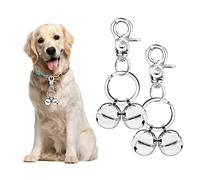 Whimsii Cat & Dog Collar Bell, Pack of 2, Extra Loud Dog Bell for Pet Tracking & Saving Wildlife, Birds, durevole Iron Split Ring & Lobster Bell Clip, argento, DCB-00