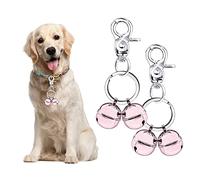 Whimsii Cat & Dog Collar Bell, Pack of 2, Extra Loud Dog Bell for Pet Tracking & Saving Wildlife, Birds, durevole Iron Split Ring & Lobster Bell Clip, rosa, DCB-00