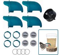 Whimsii Mangiatoia Automatica per polli, a Prova di roditori, Resistente alle intemperie, per polli e Anatre (4 mangiatoie + Sega a Tazza)