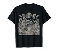 Whimsy Goth Fairycore Grunge Frog Mushroom Moon Vintage Maglietta