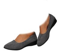 Whimsyard Eleganti scarpe con zeppa in camoscio antiscivolo, con tacco basso, zeppe basse, chiuse, punta tonda, ortopediche, supporto per arco plantare, mocassini per fascite plantare (grigio, 38,5)