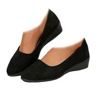 Whimsyard Eleganti scarpe con zeppa in camoscio antiscivolo, con tacco basso, zeppe basse, chiuse, punta tonda, ortopediche, supporto per arco plantare, mocassini da passeggio per fascite plantare