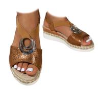 Whimsyard Sandali ortopedici con zeppa, comodi, da donna, con zeppa, casual, aperti sul davanti, comodi, per passeggiate all'aperto, spiaggia, con supporto per arco plantare, Marrone, 40 EU